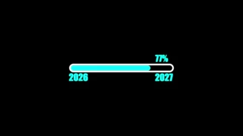 Progress Bar Animation with Cyan Blue Elements on Black Background Seamless.. Stockbeeldmateriaal 342248201