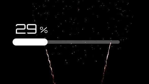 Progress bar animation with fireworks display in dark sky with animation Vídeos de archivo 340612693