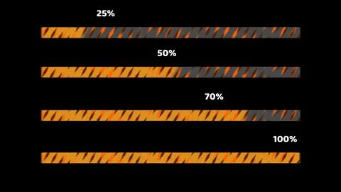Progress bar animation five pack three color tiger theme with numeric text .. Stockfoto's