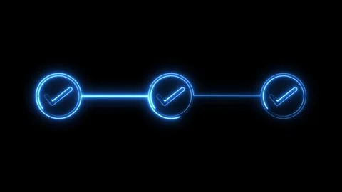 Progress Bar Animation Glowing Blue Neon Digital Timeline with Checkmarks f.. 库存影片 342248194