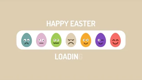 Progress bar animation happy Easter Loading and emoji egg in flat style. 4k Stock Footage 151341499