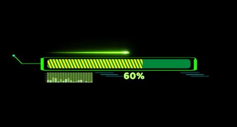 Progress bar animation with laser shoot on callout and loading bar inside g.. 写真素材