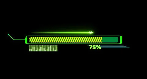 Progress bar animation with laser shoot on callout and loading bar inside g.. Stock Photos
