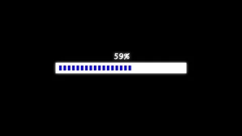 Progress bar animation with percentage increasing from 0 to 100 on a black .. Stock Footage 334128430