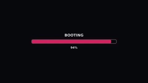 Progress bar animation showing booting process reaching full completion at .. Stock Footage 325298197