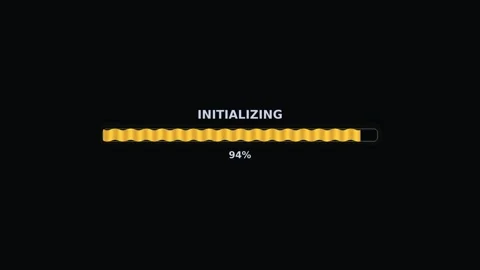 Progress bar animation showing initialization process and loading complete Stock Footage 325753145