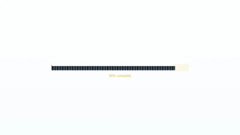 Progress bar animation showing loading status with text indicating completion Stock Footage 327983635