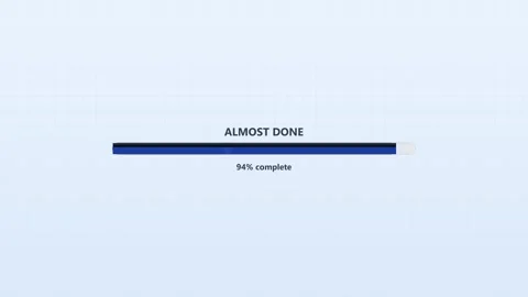 Progress bar animation shows loading status with text indicating process is.. Stock Footage 327983041