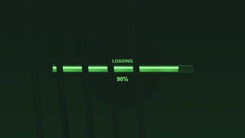 Progress bar animation shows loading status with green indicator reaching f.. Vídeos de archivo 328272888