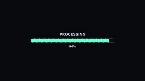 Progress bar animation shows processing status reaching completion at 100 Stock Footage 325752784