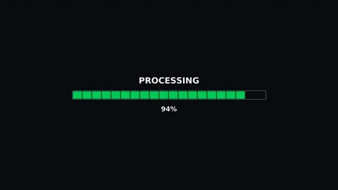 Progress bar animation shows processing status reaching full completion as it Stock Footage 325753105