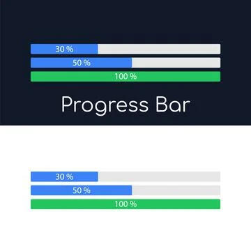Progress bar, app downloads, file downloads. With the percentages of loading Stock Illustration