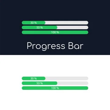 Progress bar, app downloads, file downloads. With the percentages of loading Stock Illustration