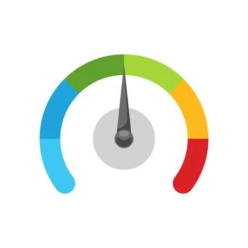 Progress bar with arrow icon in flat style. Meter gauge vector illustration.. Stock Illustration