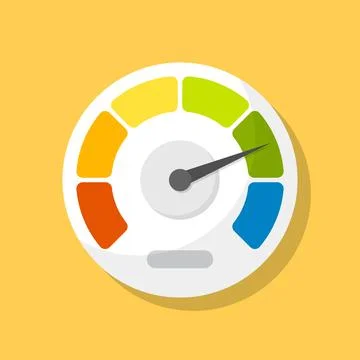 Progress bar with arrow icon in flat style. Meter gauge vector illustration.. Stock Illustration