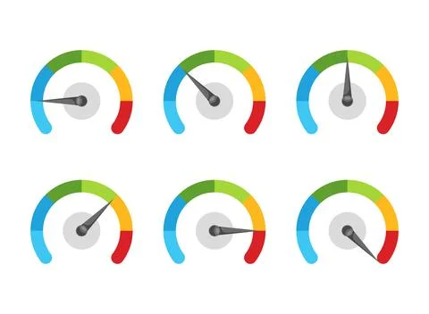 Progress bar with arrow icon in flat style. Meter gauge vector illustration.. Stock Illustration