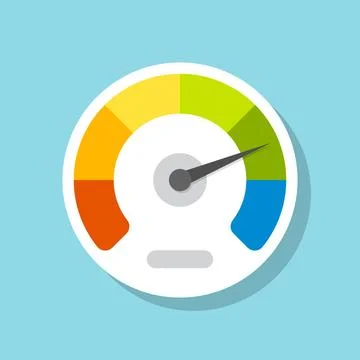 Progress bar with arrow icon in flat style. Meter gauge vector illustration.. Stock Illustration