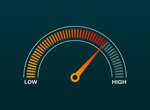 Progress bar with arrow icon in flat style. Meter gauge vector illustration.. Stock Illustration