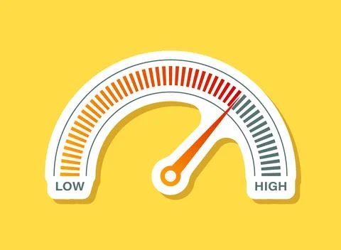 Progress bar with arrow sticker icon in flat style. Meter gauge vector illu.. 스톡 일러스트