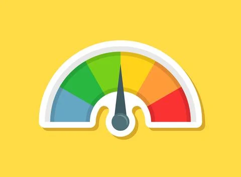 Progress bar with arrow sticker icon in flat style. Meter gauge vector illu.. Stock Illustration