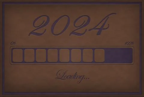 Progress bar on a brown leather and purple violet suede for year 2024 loading Stock Illustration