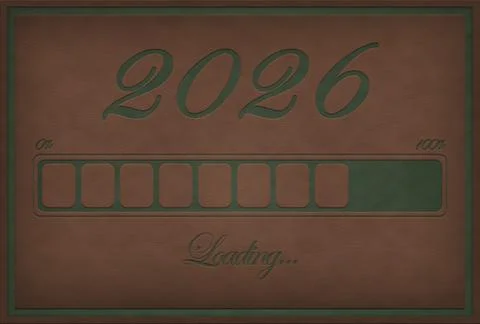 Progress bar on a brown leather and green suede for year 2026 Illustration