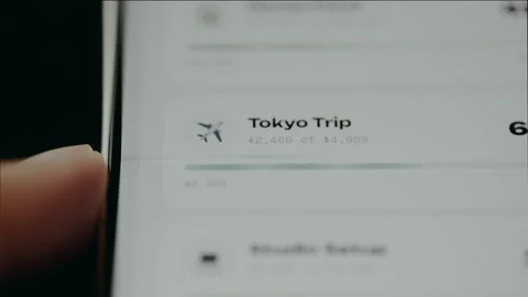 Progress bar for budget tracking goal named Tokyo Trip Stock Footage 331171867