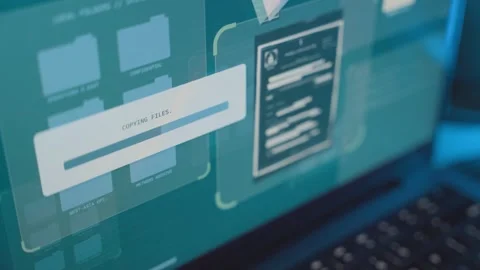 Progress bar copying top secret classified files from government server archive Stock Footage 328026710