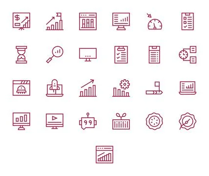 Progress Bar Digital Vector Pack containing 25 Grid Fitted Regular Line Ret.. イラスト素材