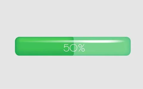 Progress bar with fifty percent. Loading data on site. 3d vector illustration Stock Illustration