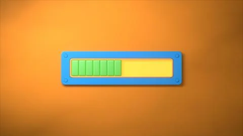 Progress bar filling displaying completion on orange background Illustrazione stock