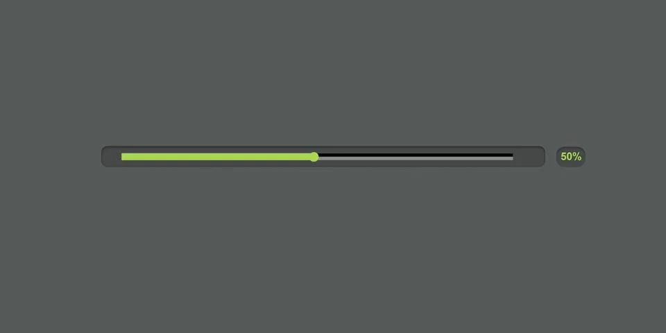 Progress bar with green light, status of loading on gray background Stock Illustration