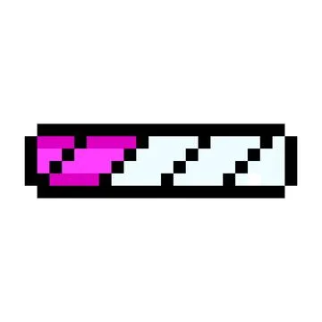 Progress bar high health status level pixel art style icon pink black outline Illustrazione stock