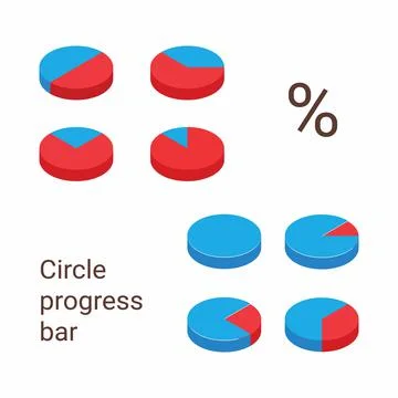 Progress bar indicators set, Round progress bar circle icon. Percentage indic Illustrazione stock