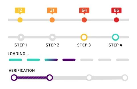 Progress bar. Infographic design. Chart numbers. Loading process. Measurement Illustrazione stock