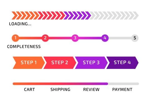 Progress bar. Infographic design. Loading process. Measurement line. Complete Stock Illustration