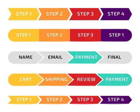 Progress bar. Infographic design. Sequence step. Shopping process icons Stock Illustration