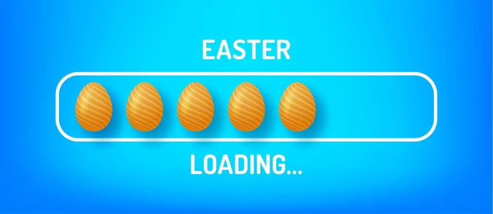 Progress bar with inscription - Easter Loading and decorated egg in realistic 스톡 일러스트