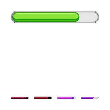 Progress bar interface elements displaying loading status Illustrazione stock