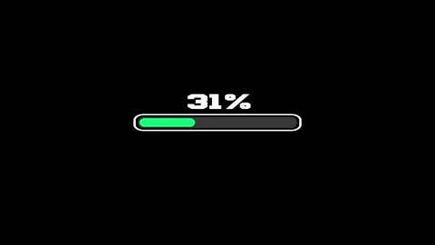 Progress Bar Loading Animation 0 to 31 Percent | Software Update Black BG Stock Footage 309554919