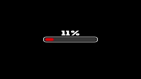 Progress Bar Loading Animation 0 to 11 Percent | Software Update Black BG Stock Footage 309554925