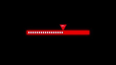 Progress bar loading animation with glowing red interface elements on black.. Stock Footage 334128410