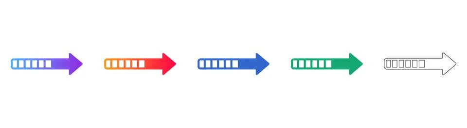 Progress Bar Loading Arrow Icons Stock Illustration