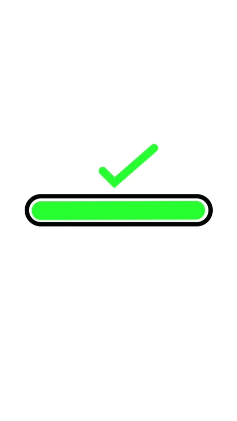 Progress bar loading complete. Animated green checkmark vertical video UI e.. Stock Footage 321628354