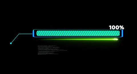 Progress Bar Loading Graphic with Neon Lights on Black Background Stock Illustration