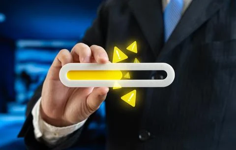 Progress bar in the middle warns of a threat. Efficiency problems. Declinin.. Stock Photos