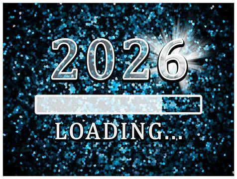 Progress bar representing year 2026 loading Illustrazione stock