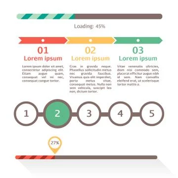 Progress bar set. Loading status bar vector web indicator. Process download step Ilustración de archivo