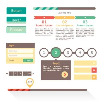 Progress bar set. Loading status bar vector web indicator. Process download step Illustrazione stock