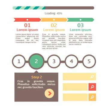 Progress bar set. Loading status bar vector web indicator. Process download step Stock Illustration